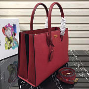 Modishbags Inverted Pleat Saffiano Leather Satchel In Red 1BA153 - 4