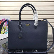 Modishbags Inverted Pleat Saffiano Leather Satchel In Dark Blue 1BA153 - 1