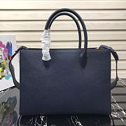 Modishbags Inverted Pleat Saffiano Leather Satchel In Dark Blue 1BA153 - 2