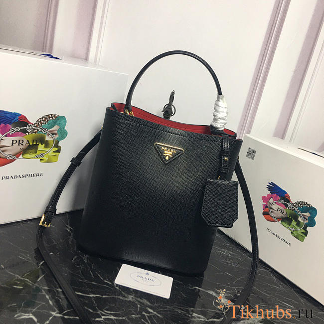 Modishbags Double Saffiano Bucket Bag 1BA212 Black - 1