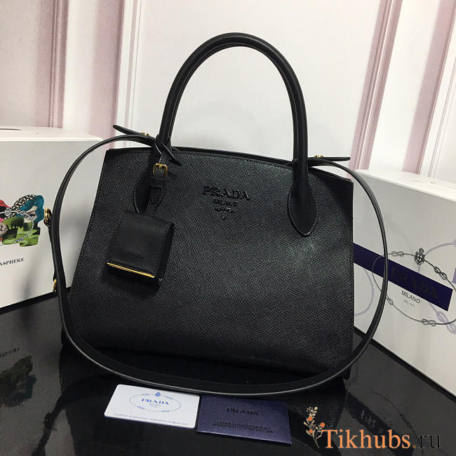 Modishbags Monochrome Saffiano Leather Handbag 1BA155 Black - 1