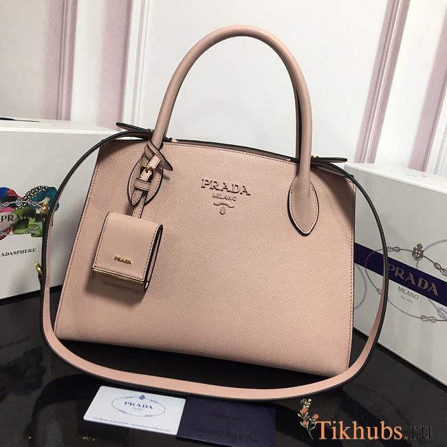 Modishbags Monochrome Saffiano Leather Handbag 1BA155 Pink - 1