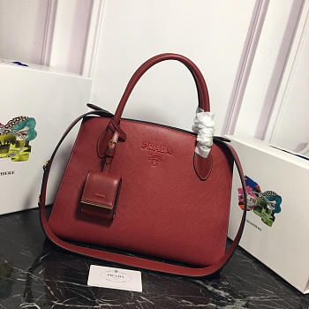 Modishbags Monochrome Saffiano Leather Handbag 1BA155 Red