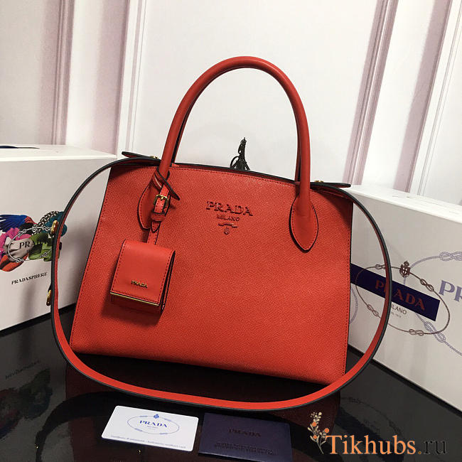 	Modishbags Monochrome Saffiano Leather Handbag 1BA155 Orange - 1