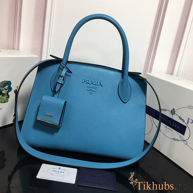 	Modishbags Monochrome Saffiano Leather Handbag 1BA155  Blue - 1