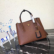 Modishbags Saffiano Cuir Small Double Leather Bag In Brown - 1