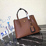 Modishbags Saffiano Cuir Small Double Leather Bag In Brown - 3