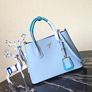 	Modishbags Saffiano Cuir Small Double Leather Bag In Blue - 1
