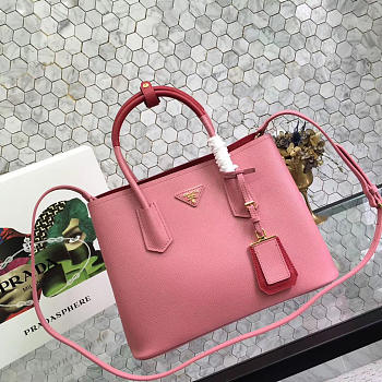 Modishbags Saffiano Cuir Small Double Leather Bag In Coral