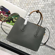 Modishbags Saffiano Cuir Small Double Leather Bag In Gray - 6