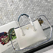 Modishbags Saffiano Cuir Small Double Leather Bag In White - 1