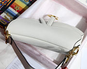 Modishbags Oblique Calfskin Leather Saddle Large Bag In White - 6