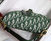 Modishbags Oblique Jacquard Canvas Calfskin Leather Saddle Small Bag In Green - 3