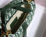 Modishbags Oblique Jacquard Canvas Calfskin Leather Saddle Small Bag In Green - 4