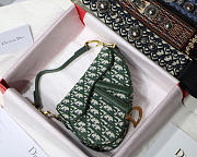 Modishbags Oblique Jacquard Canvas Calfskin Leather Saddle Small Bag In Green - 6