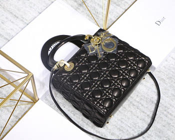 Modishbags Dior Leather Black Handbag With Gold Hardware
