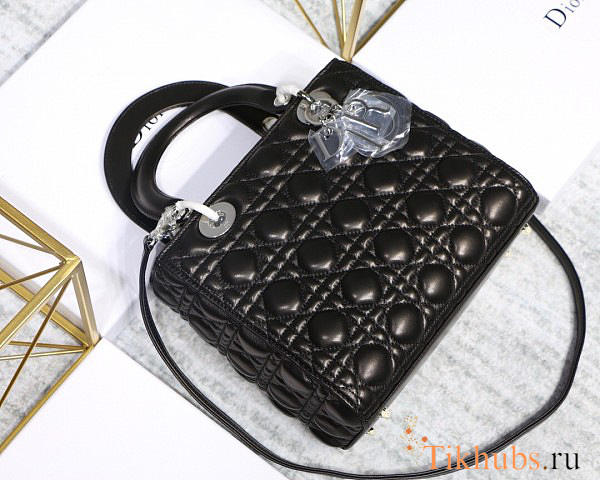 Modishbags Dior Leather Black Handbag With Silver Hardware - 1