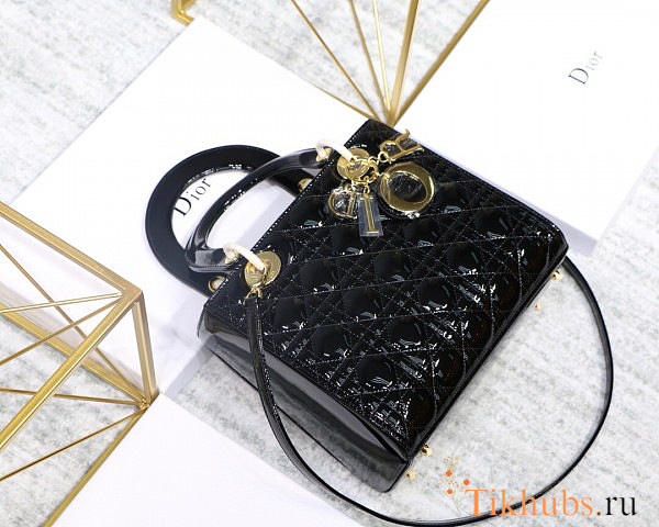 Modishbags Dior Leather Handbag In Black With Gold Hardware - 1