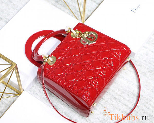 Modishbags Dior Leather Handbag In Red With Gold Hardware - 1
