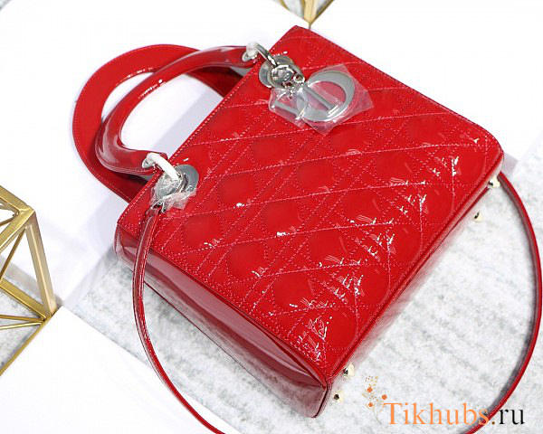 Modishbags Dior Leather Handbag In Red With Silver Hardware - 1