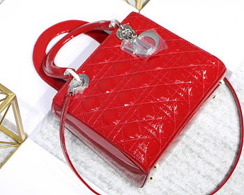 Modishbags Dior Leather Handbag In Red With Silver Hardware