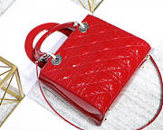 Modishbags Dior Leather Handbag In Red With Silver Hardware - 4