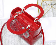 Modishbags Dior Leather Handbag In Red With Silver Hardware - 2