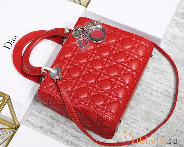 Modishbags Dior Leather Red Handbag With Sliver Hardware - 1