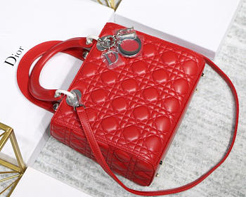 Modishbags Dior Leather Red Handbag With Sliver Hardware