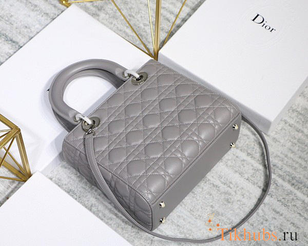 modishbags  Dior Leather Gray Handbag With Silver Hardware - 1