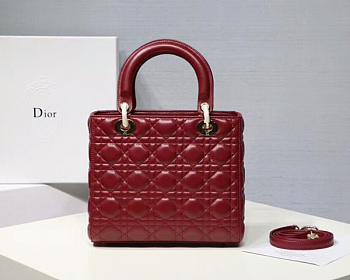 Modishbags Dior Leather Wine Red Handbag With Gold Hardware