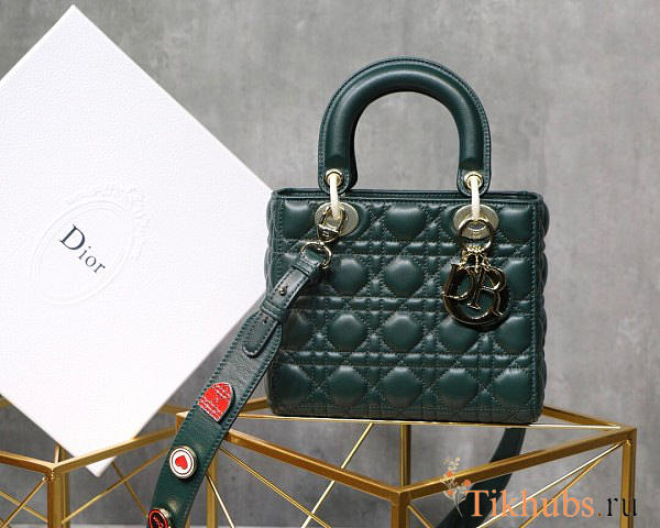 Modishbags Lady Dior Leather Lambskin Dark Green Handbag - 1