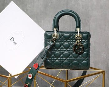 Modishbags Lady Dior Leather Lambskin Dark Green Handbag