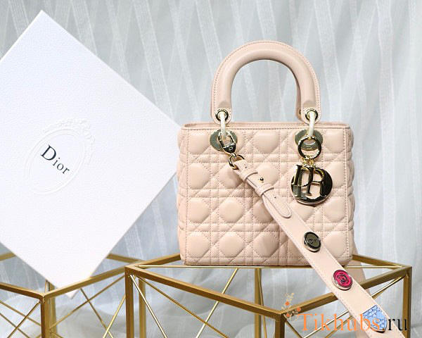 	Modishbags Lady Dior Leather Lambskin Light Pink Handbag - 1