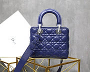 Modishbags Lady Dior Leather Lambskin Dark Blue Handbag - 1