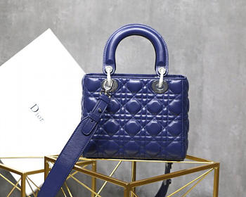 Modishbags Lady Dior Leather Lambskin Dark Blue Handbag