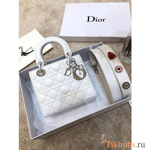 Modishbags Dior Leather Lambskin White Handbag With Silver Hardware - 1