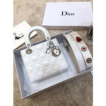 Modishbags Dior Leather Lambskin White Handbag With Silver Hardware