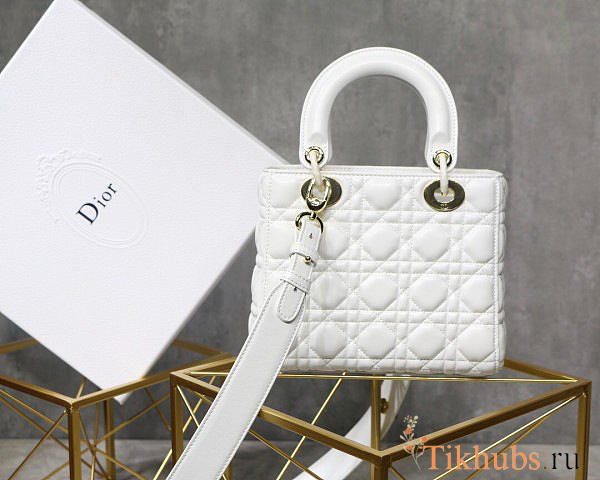 	Modishbags Dior Leather Lambskin White Handbag With Gold Hardware - 1