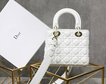 	Modishbags Dior Leather Lambskin White Handbag With Gold Hardware