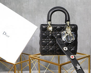 Modishbags Dior Leather Lambskin Black Handbag With Gold Hardware