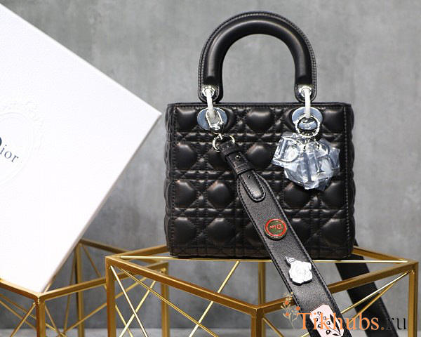 Modishbags Dior Leather Lambskin Black Handbag With Silver Hardware - 1