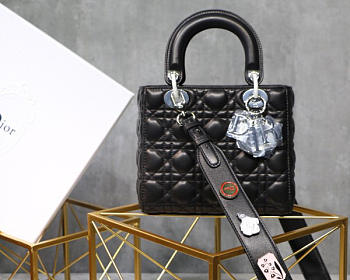 Modishbags Dior Leather Lambskin Black Handbag With Silver Hardware