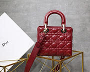 Modishbags Dior Leather Lambskin Wine Red Handbag With Gold Hardware - 4