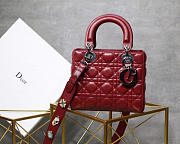 Modishbags Dior Leather Lambskin Wine Red Handbag With Sliver Hardware - 1