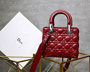 Modishbags Dior Leather Lambskin Wine Red Handbag With Sliver Hardware - 6