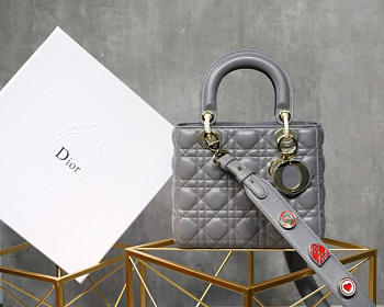 Modishbags Dior Leather Lambskin Grey Handbag With Gold Hardware