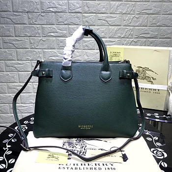 	Modishbags Classic Leather Tote Bag With Green