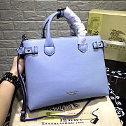 	Modishbags Classic Leather Tote Bag With Light Blue - 4