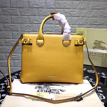 	Modishbags Classic Leather Tote Bag With Yellow